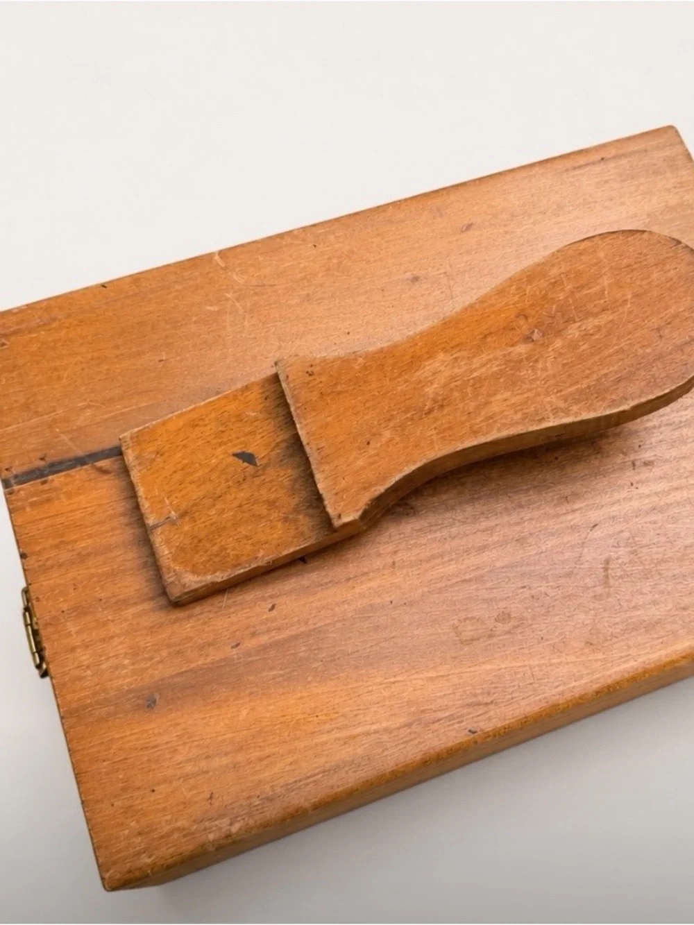 Vintage Hand Crafted Shoe Groomer Box - Natural Wood Finish
